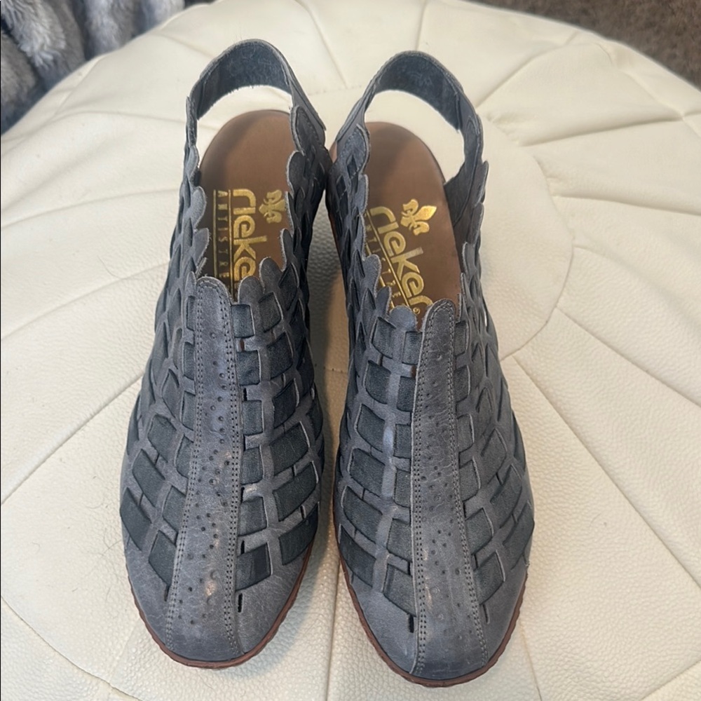 Rieker Sina Anti-stress Gray Woven Sandals with Slingback